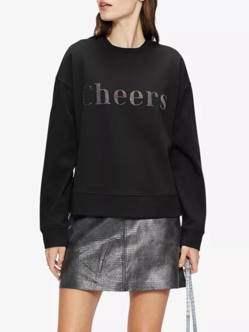 Ted Baker Cheers Embellished Sweatshirt Black Crewneck Pullover Top Size 0